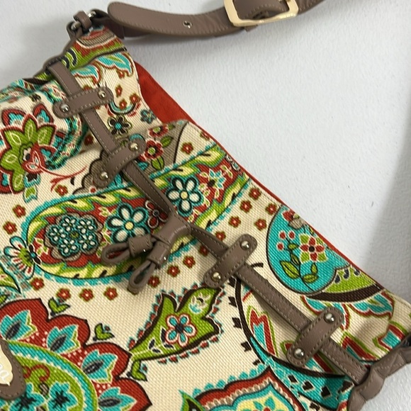 Spartina 449 Paisley Floral Large Shoulder Bag Turquoise & Orange - Picture 5 of 16